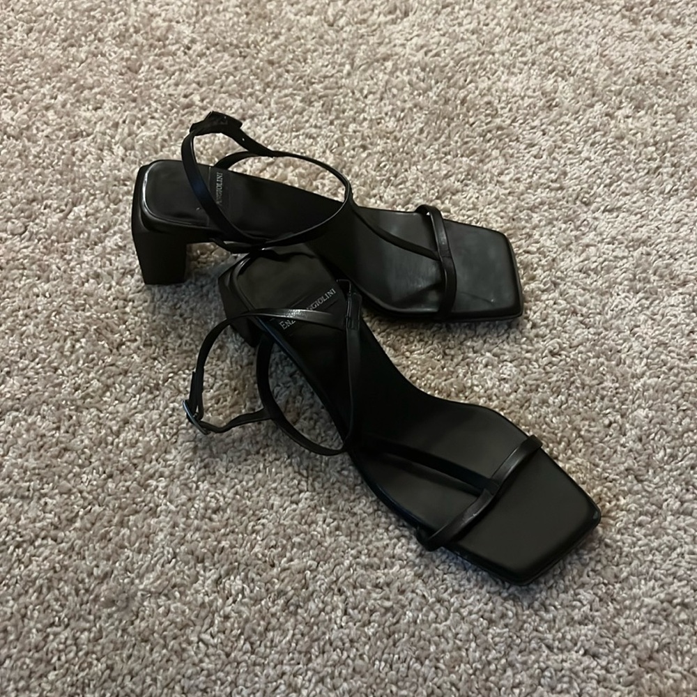 Square toe block heel sandals